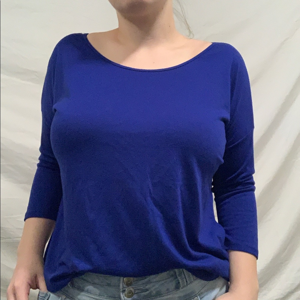 Blue 3 quarter sleeve flowy top by city streets XL